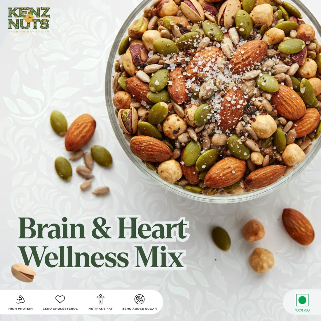 Brain & Heart Wellness Mix – Roasted & Salted | KenzNuts