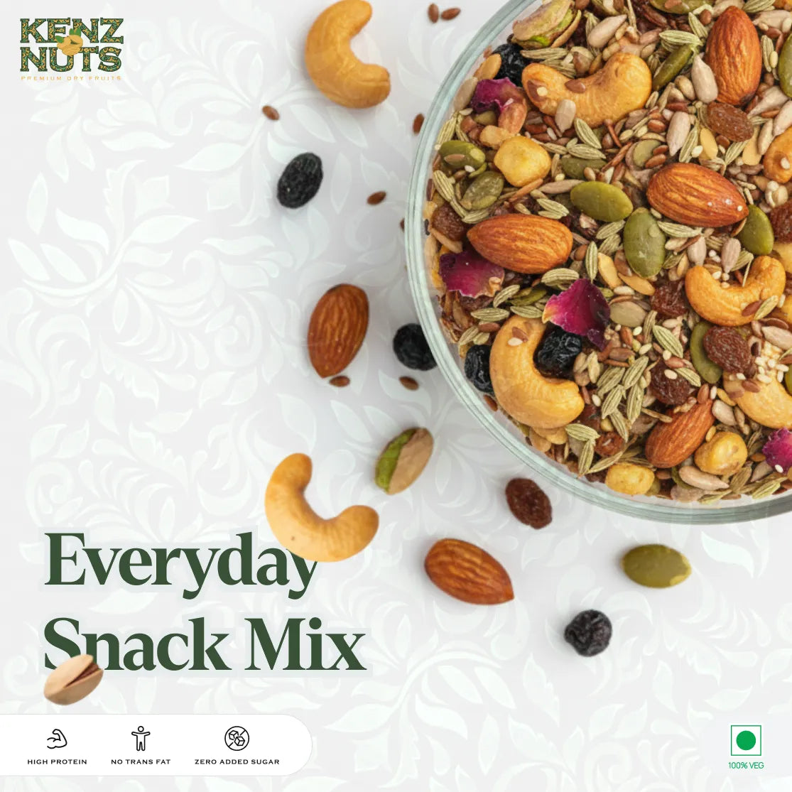 Everyday Snack Mix – Kharik, Seeds & Ghee | KenzNuts