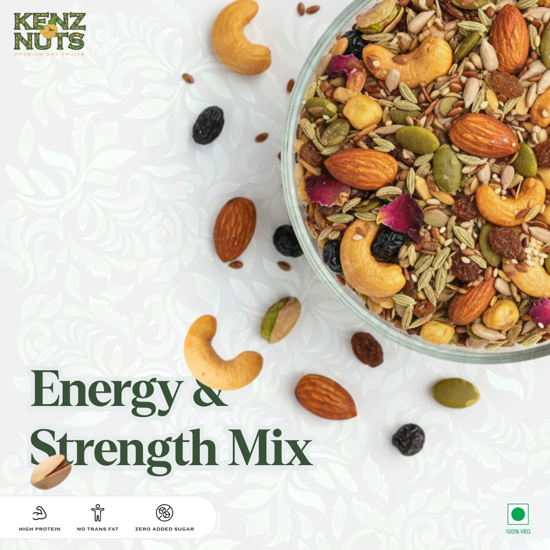 Energy & Strength Mix – Kharik, Seeds & Ghee | KenzNuts